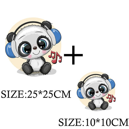 Cute Panda Cartoon Patch on Clothes Patches for Jackets Iron on DIY T shirt for Kids Hoodies Sweatshirt on Clothing Decor Custom