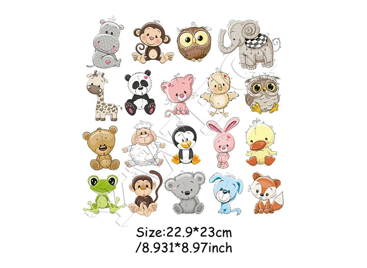 Camisa de bebê para passar roupas, conjunto de animais pequenos, remendos de roupas, novo acessório de vestuário lavável, faça você mesmo, transferência de calor, panda, macaco
