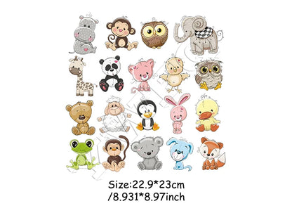 Camisa de bebê para passar roupas, conjunto de animais pequenos, remendos de roupas, novo acessório de vestuário lavável, faça você mesmo, transferência de calor, panda, macaco