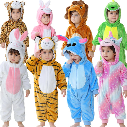 Bebê Kigurumi Stitch Unicórnio Coelho Desenho Animado Macacão Pijamas Infantis Animais Macacão Meninas Meninos Cosplay Pijama Traje Para O Natal