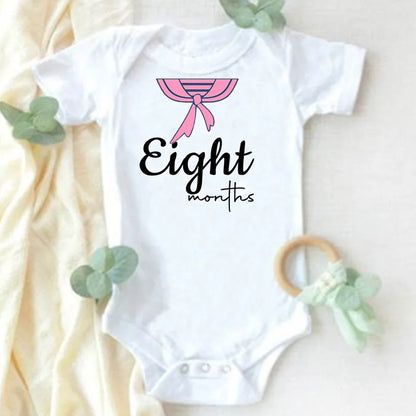 Monthly Milestone Baby Grow Bodysuit  Girls 1-12 Months Baby Shower Gift Month Pictures Monthly Jumpsuit Clothes Infant Romper