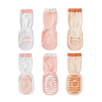 3 Pairs/Lot Cartoon Newborn Socks Children's Anti-slip Socks Spring and Autumn Cute Boy Cotton Baby Toddler Socks