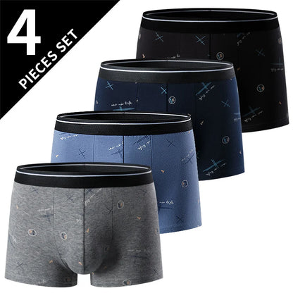 4 Piece Men's To Teenagers' Multi-size Boyshort Parent-child Pants Casual Fashion Joker Men's Underwear Elastic Waist Shorts