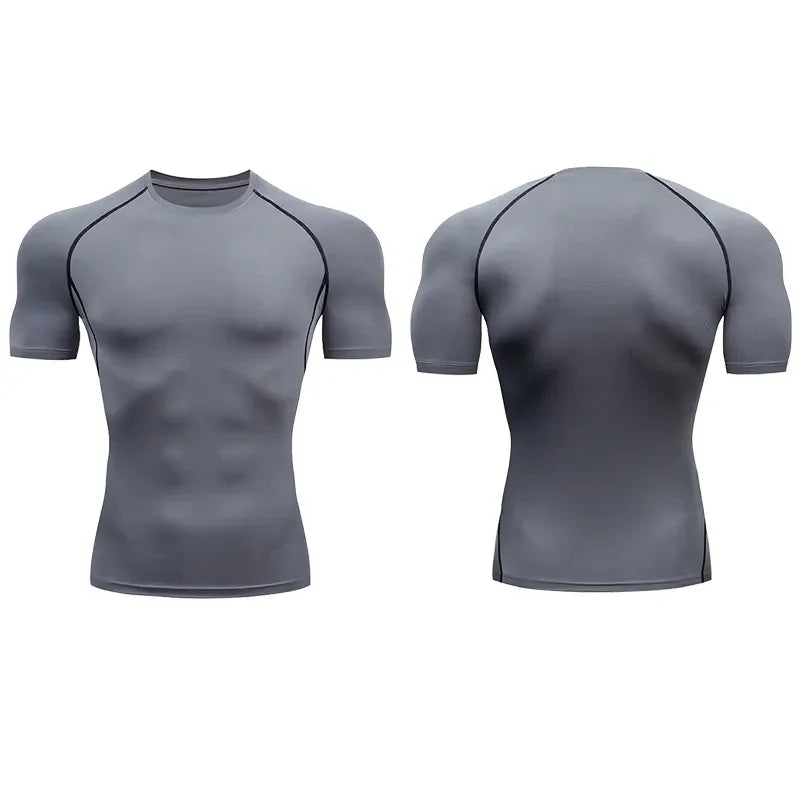 Men Run Compression T-shirt Sports Short Sleeved T Shirt Gym Fitness Sweatshirt Male Jogging Tracksuit Homme Athletic Tee Shirts
