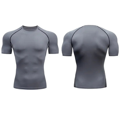 Men Run Compression T-shirt Sports Short Sleeved T Shirt Gym Fitness Sweatshirt Male Jogging Tracksuit Homme Athletic Tee Shirts