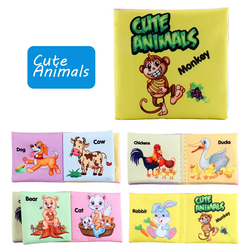 Livro de pano macio para bebês para recém-nascidos de 0 a 12 meses, livro 3D, família animal, cognitivo, Montessori, brinquedos educativos iniciais para crianças, presente