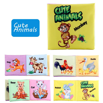Livro de pano macio para bebês para recém-nascidos de 0 a 12 meses, livro 3D, família animal, cognitivo, Montessori, brinquedos educativos iniciais para crianças, presente