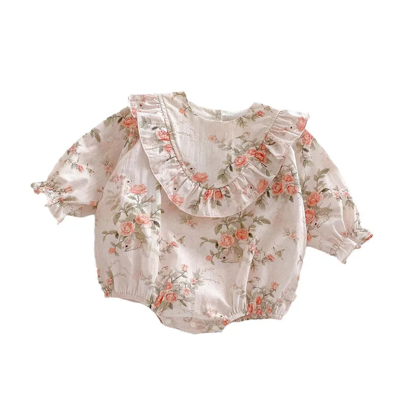 MILANCEL New Spring Baby Bodysuit 0-24M Toddler Cute Printing Flower Jumpsuit Infant Girls One Piece