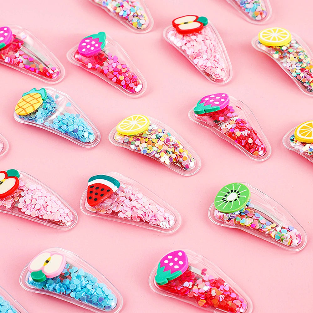 12Pcs Cute Girls Fruit Hairpins Girls Birthday Party Gifts Pinata Filler Carnival Easter Party Kindergarten Back to School Gifts