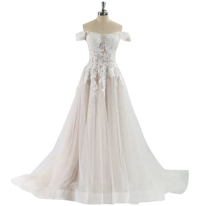 Luxury Off Shoulder Lace Wedding Dresses for Woman Ball Gown Elegant  Evening Party Gowns