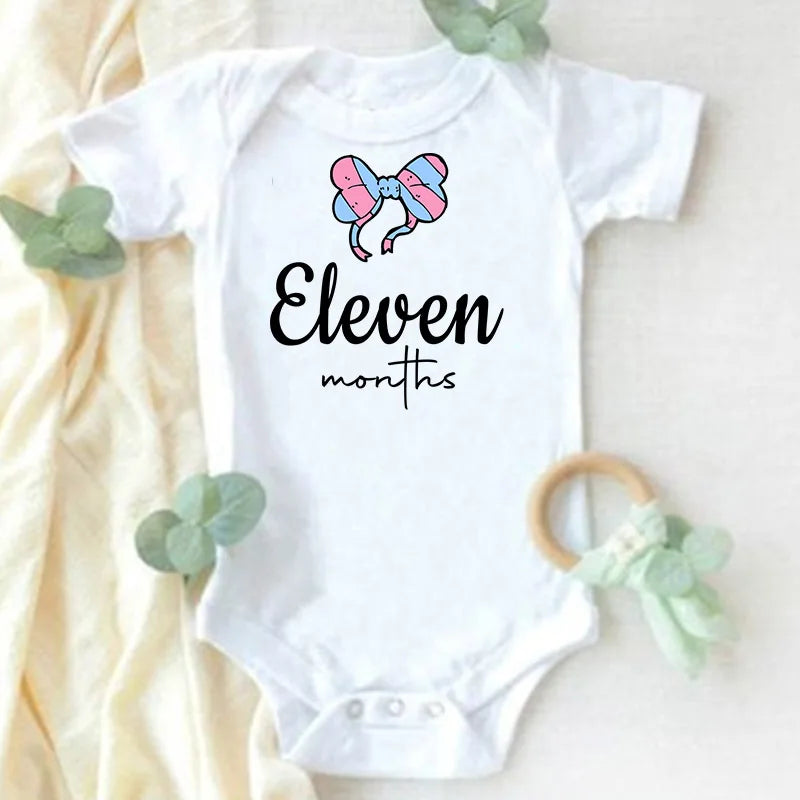 Monthly Milestone Baby Grow Bodysuit  Girls 1-12 Months Baby Shower Gift Month Pictures Monthly Jumpsuit Clothes Infant Romper