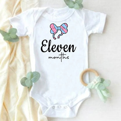 Monthly Milestone Baby Grow Bodysuit  Girls 1-12 Months Baby Shower Gift Month Pictures Monthly Jumpsuit Clothes Infant Romper