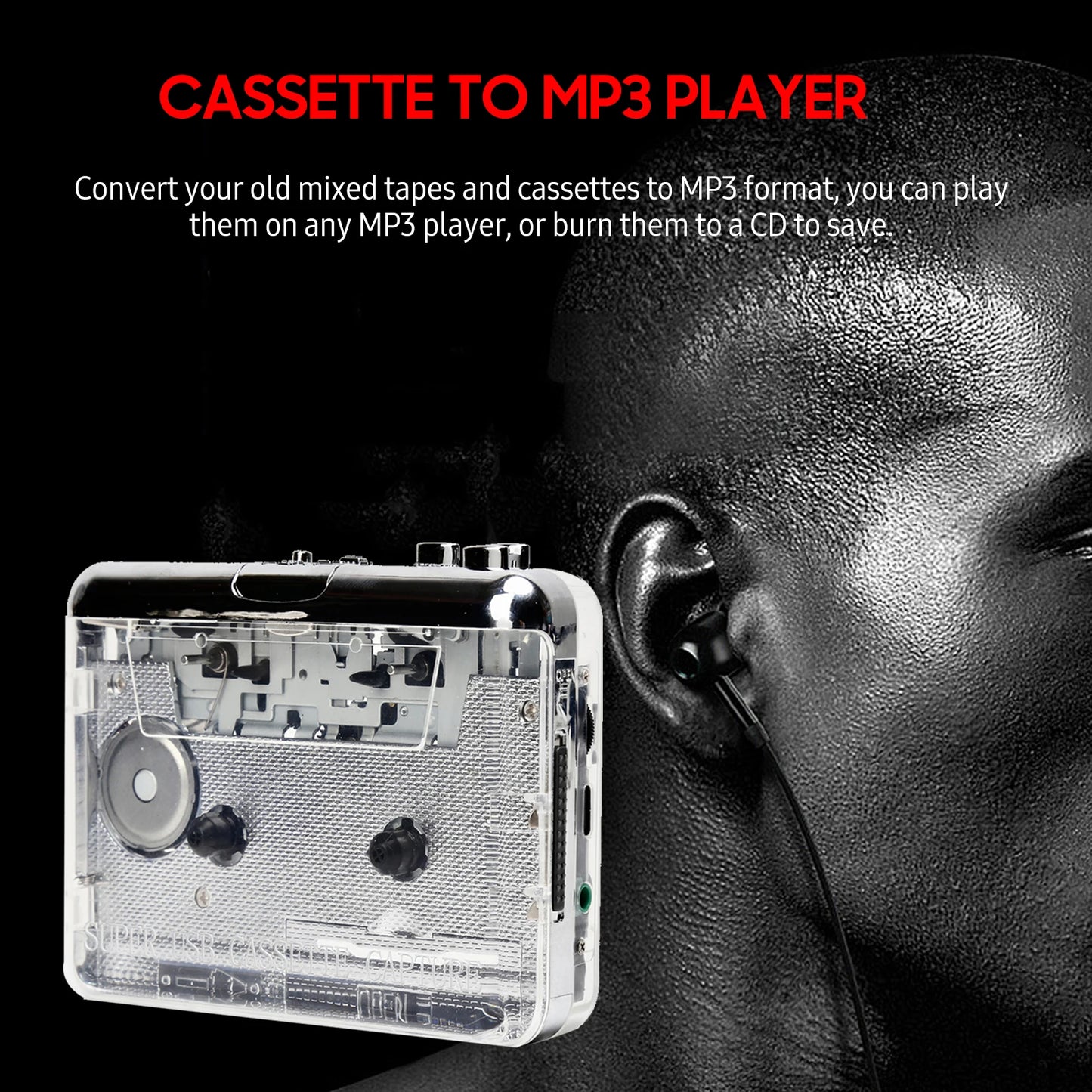 USB Music Player USB MP3 Converter Walkman MP3 for Laptop PCCassette Tape to CD Headphone Travel
