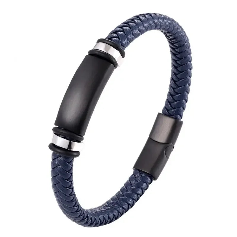European and American Fashion Stainless Steel Star of David Multilayer Leather Braid Bracelet Mes Charm Amulet Jewelry