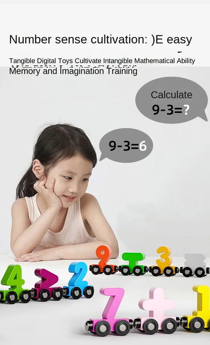 12PCS/Sets Magnetic Digital Train Colorful Cognition Wooden Toy Learning Car Montessori Children's Assembly Educational Toys