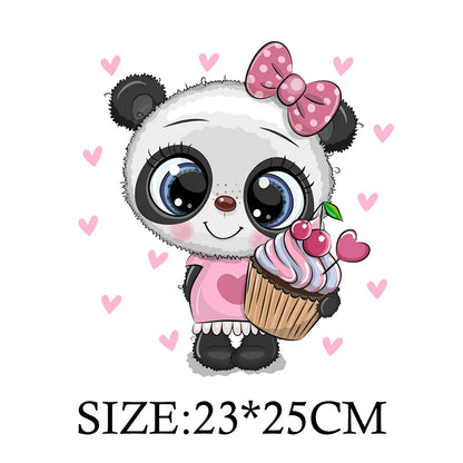 Cute Panda Cartoon Patch on Clothes Patches for Jackets Iron on DIY T shirt for Kids Hoodies Sweatshirt on Clothing Decor Custom