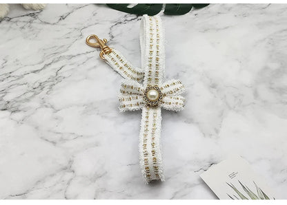Lace Dog Leash Collar Set Vintage Bowknot Pearl Bells Girl Dog Adjustable Collar for Small Medium Dogs Puppy Collar Pet Supplies