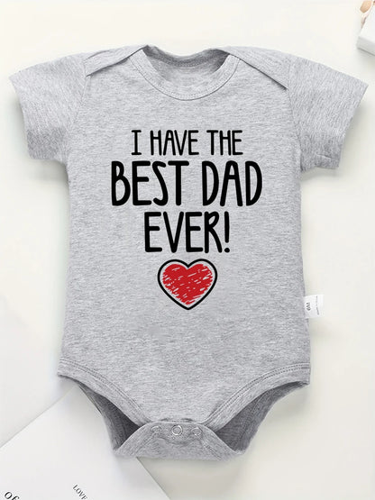 IBodysuit para bebe de 0 a 2 anos meses  coma fraze, Have The Best Dad Ever Newborn Boy Bodysuit Aesthetic Fashion Cute Baby Girl Clothes Cotton Fine Gift Infant Onesie Summer