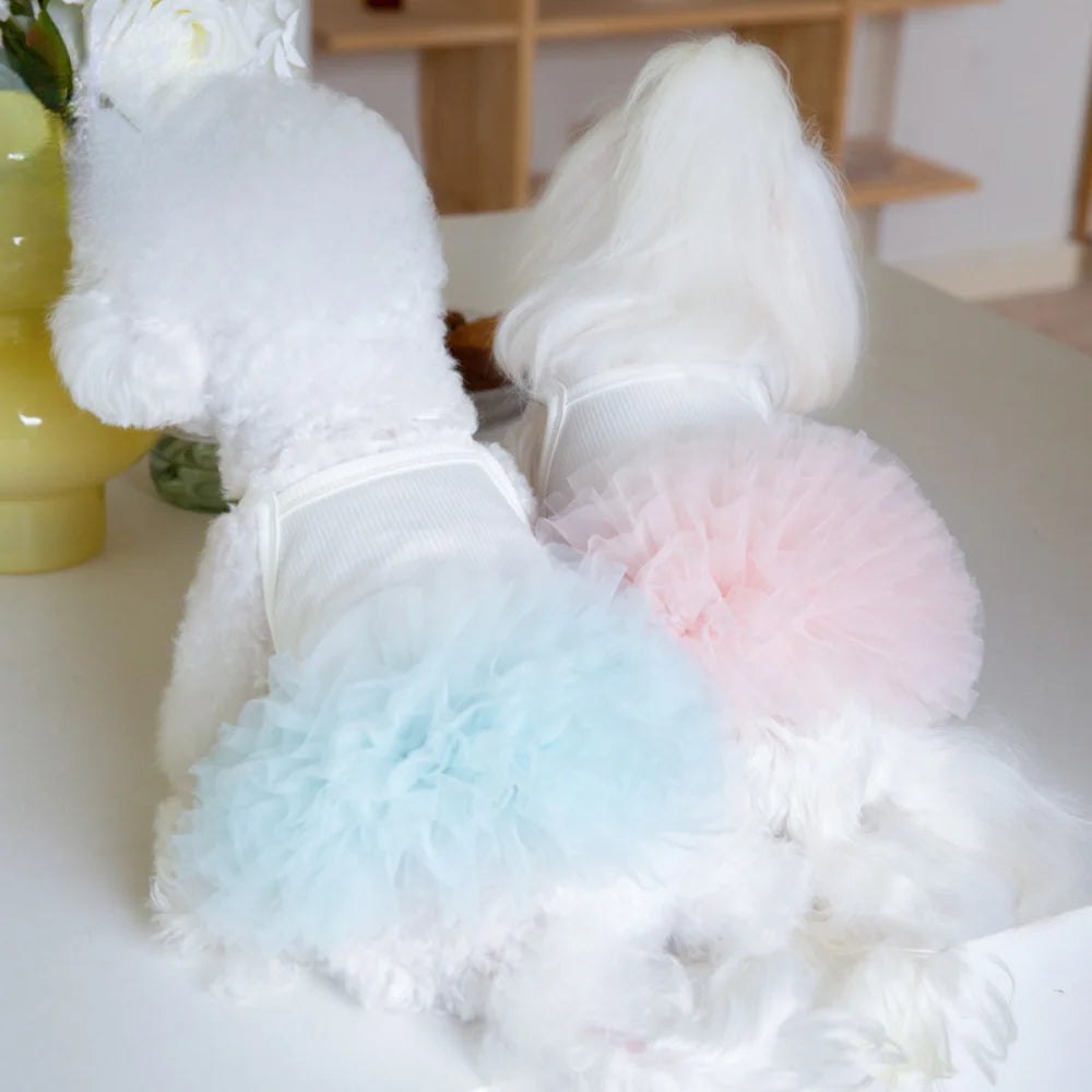Pet Mesh Suspender Puffy Skirt Layer By Layer Tutu Skirt Pet Dog Teddy Skirt Pet Clothing Puppy Clothes Clothes for Small Dogs