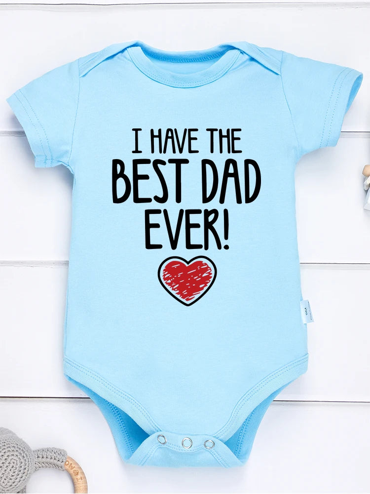 IBodysuit para bebe de 0 a 2 anos meses  coma fraze, Have The Best Dad Ever Newborn Boy Bodysuit Aesthetic Fashion Cute Baby Girl Clothes Cotton Fine Gift Infant Onesie Summer