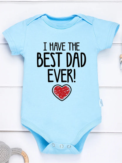 IBodysuit para bebe de 0 a 2 anos meses  coma fraze, Have The Best Dad Ever Newborn Boy Bodysuit Aesthetic Fashion Cute Baby Girl Clothes Cotton Fine Gift Infant Onesie Summer