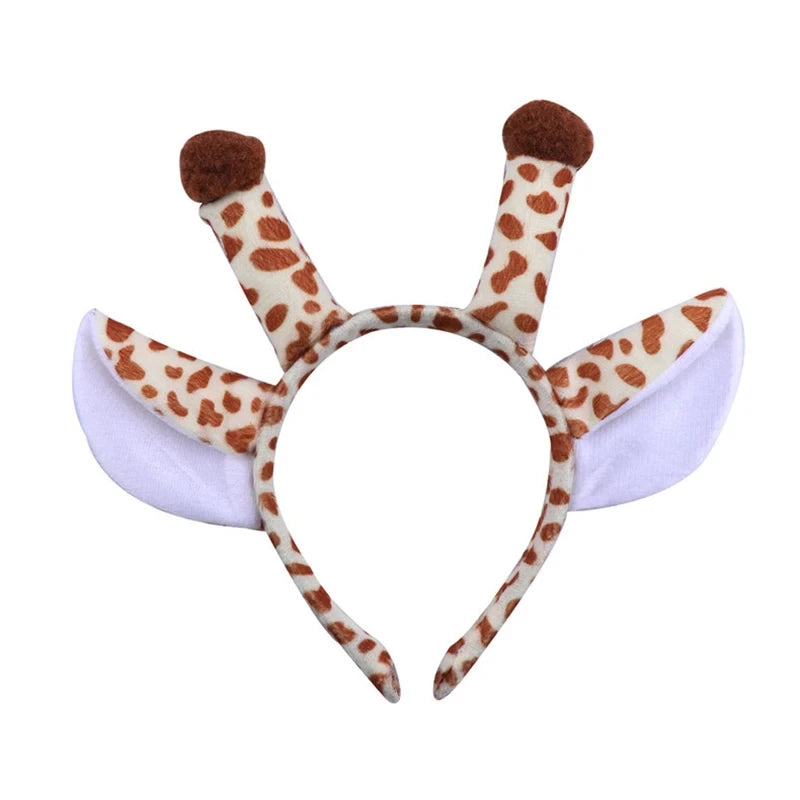 tiara Girls Cute Cow Giraffe Elephant Monkey Headband Kawaii Soft Cat Bear Tiger Panda Ears Headpiece Performance Birthday Party Wear