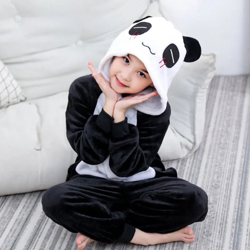 Kigurumi Dinosaur Unicorn Panda Onesie Hooded Pajamas New Kids Children Animal Jumpsuit Girls Boys Cosplay Costume Anime Pyjamas
