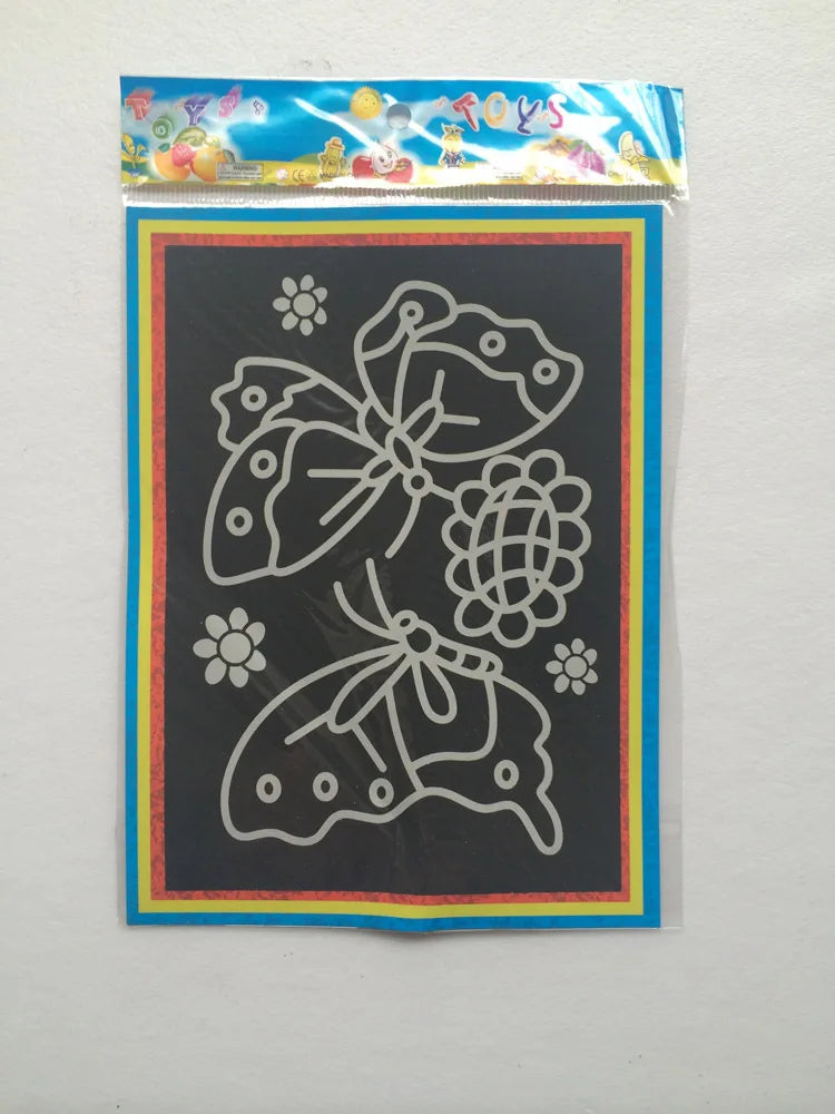 5-10pcs Scratch Art Paper Magic Painting Paper with Drawing Stick .For Kids Party Favors