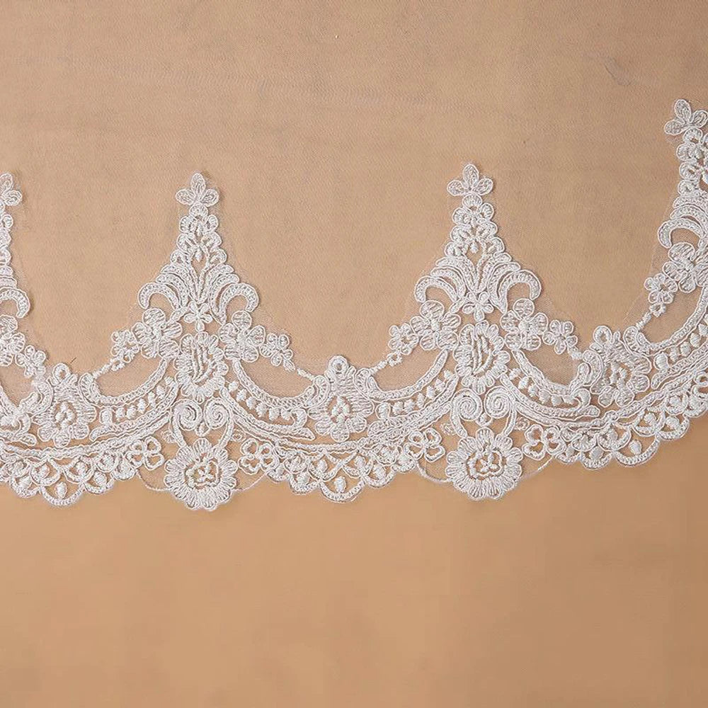 Veu de noiva com  3M One Layer Lace Edge White Cathedral Wedding Veil Long Bridal Veil  Wedding Accessories Veu de Noiva