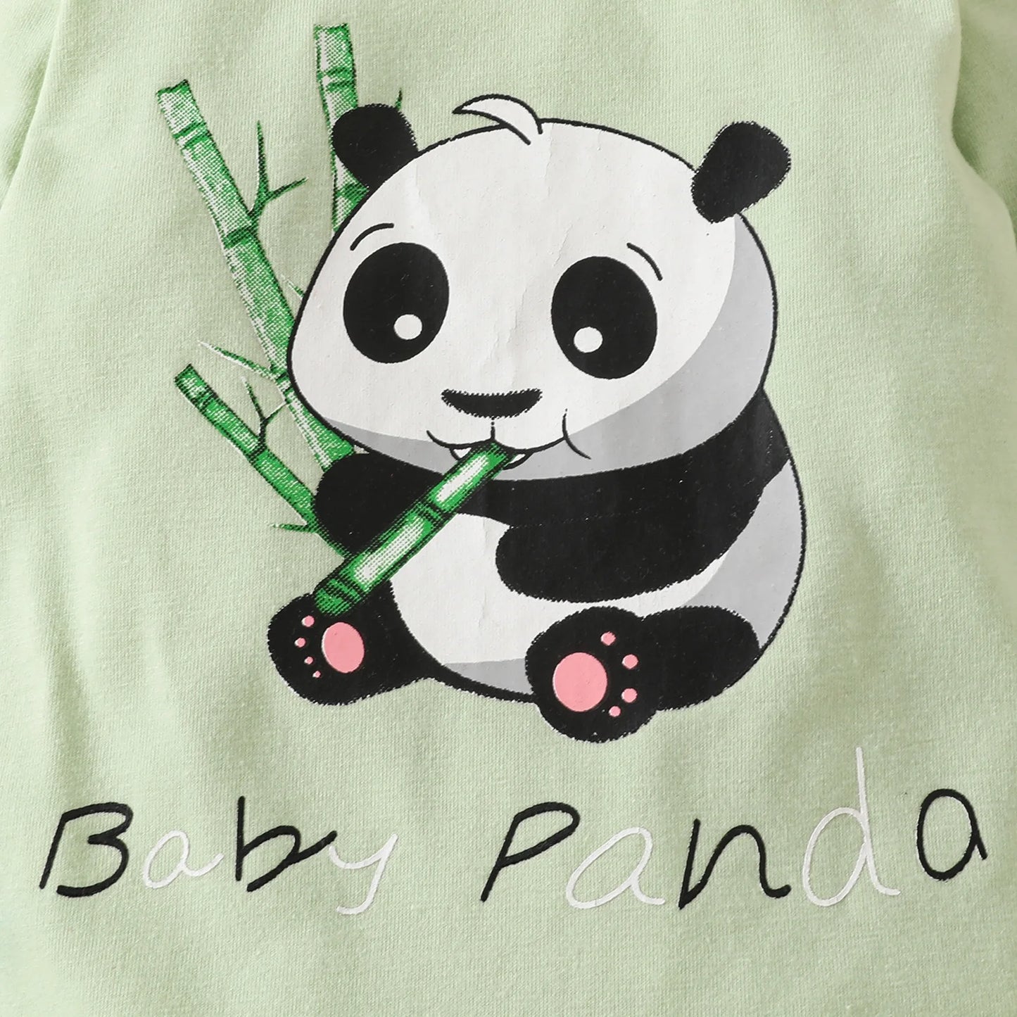 Prowow Panda Baby Girl Outfits Sets Green Cute Panda Romper and Suspender Bamboo Dress 3pcs Baby Clothes Panda Set