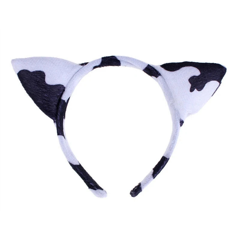 tiara Girls Cute Cow Giraffe Elephant Monkey Headband Kawaii Soft Cat Bear Tiger Panda Ears Headpiece Performance Birthday Party Wear