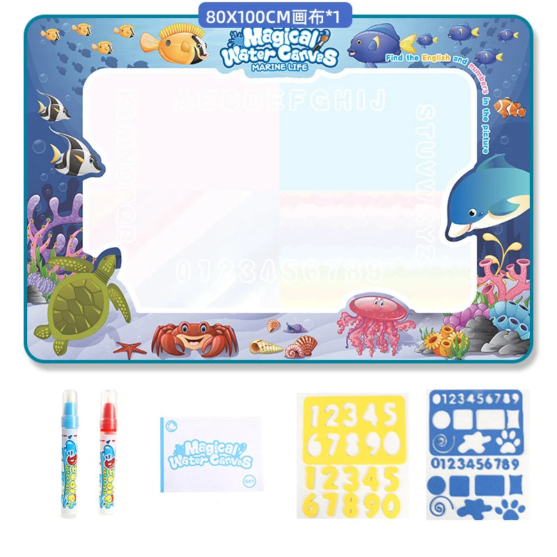 100x80cm Water Doodle Mat Magic Drawing Doodling Mat Coloring Mat Drawing Board Educational Toys for 2-7 Years Old Boys and Girl