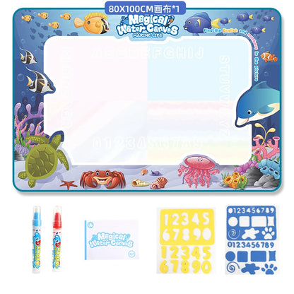 100x80cm Water Doodle Mat Magic Drawing Doodling Mat Coloring Mat Drawing Board Educational Toys for 2-7 Years Old Boys and Girl