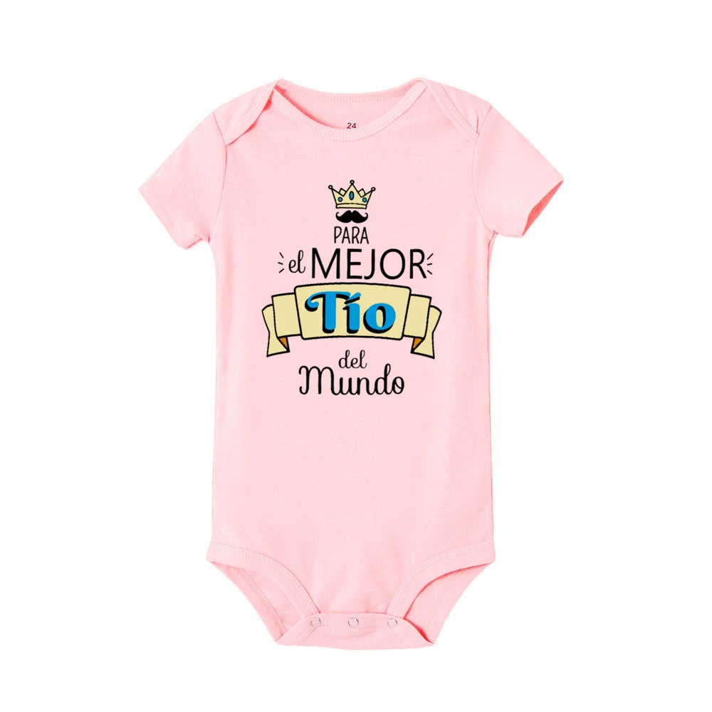 Baby Bodysuit Newborndos 0 meses a 2 anos  Short Sleeve Jumpsuit Funny Infant Romper Cute Toddler ClothesBest Uncle in The World Spanish Printed