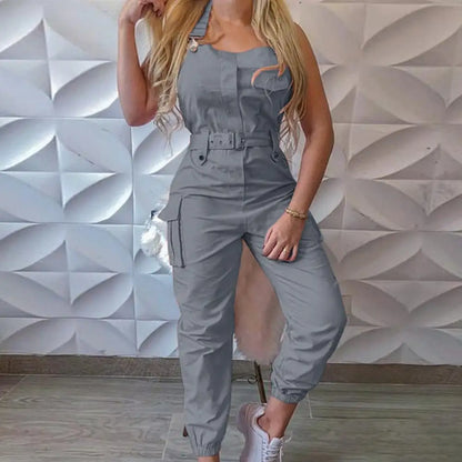 European and American macacao Women .Fashion Women Loose Strap Jumpsuit Ankle Tied Harem Trousers Casual Playsuits