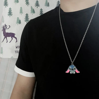 Disney Cartoon Necklace Lilo &amp Stitch Modeling Metal Necklace Anime Characters Stitch Kawaii Hip Hop Pendant Kids Gifts