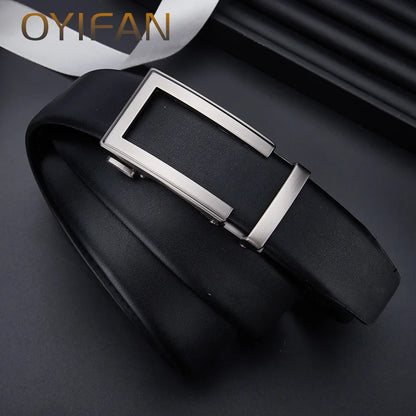 OYIFAN fashion men genuine leather belt automatic buckle adjustable .