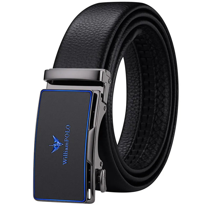 cinto sofisticado e luxuoso  feito de coro genuíno para homens com fivela automática.