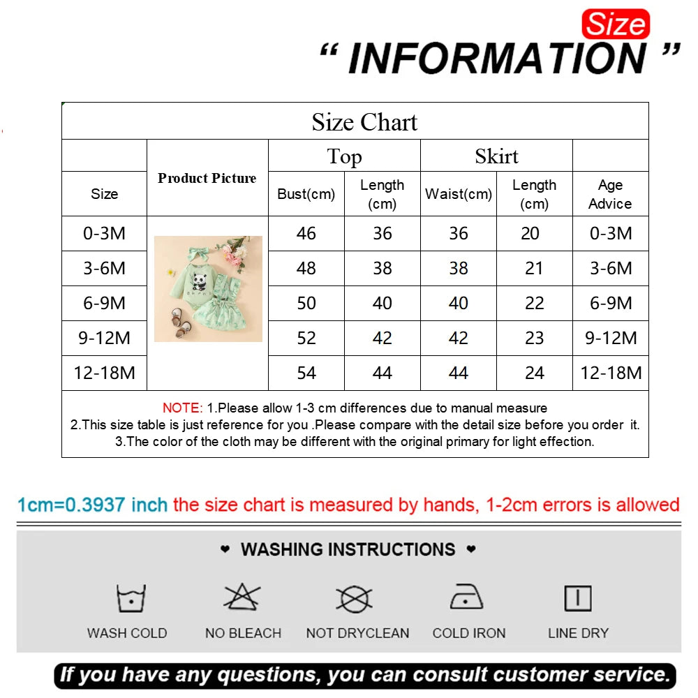 Prowow Panda Baby Girl Outfits Sets Green Cute Panda Romper and Suspender Bamboo Dress 3pcs Baby Clothes Panda Set