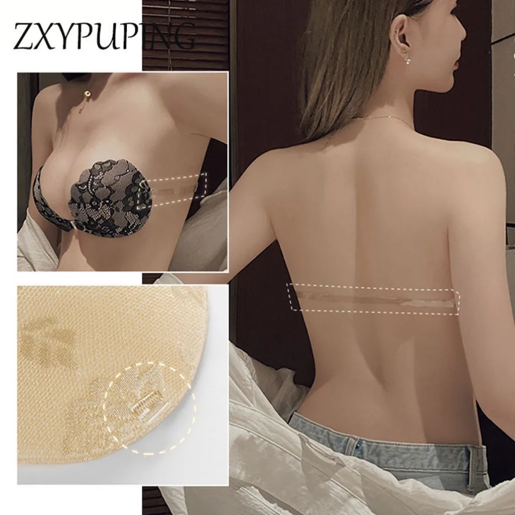 Sutiã push up adesivo com alças invisíveis para roupas sem costas Sutiã de silicone para mamilos Fita para mamilos sem alças reutilizável