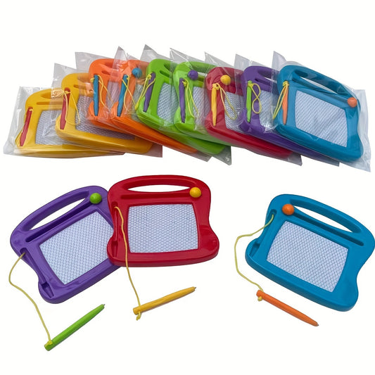 12-Pack Mini Magnetic Drawing Boards for Kids - Erasable Doodle Sketch Pads, Ideal for Birthday Parties & Gifts, Mixed Colors, Plastic, Designed for Ages 2 to 6 - Imported from China
