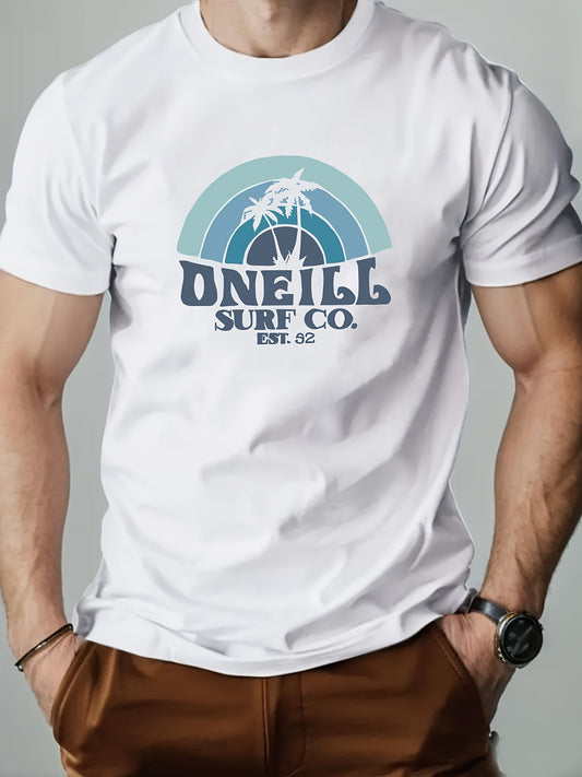 ONEILL Men's Casual Short Sleeve T-Shirt - Summer Round Neck Solid Color Tee, Breathable Regular Fit for Beach & Outdoor Activities