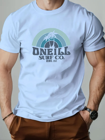 ONEILL Men's Casual Short Sleeve T-Shirt - Summer Round Neck Solid Color Tee, Breathable Regular Fit for Beach & Outdoor Activities