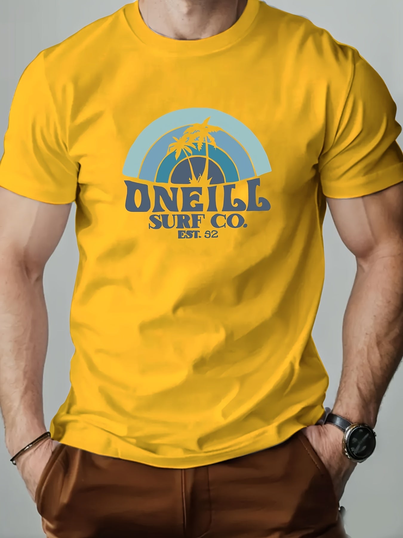 ONEILL Men's Casual Short Sleeve T-Shirt - Summer Round Neck Solid Color Tee, Breathable Regular Fit for Beach & Outdoor Activities