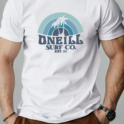 ONEILL Men's Casual Short Sleeve T-Shirt - Summer Round Neck Solid Color Tee, Breathable Regular Fit for Beach & Outdoor Activities